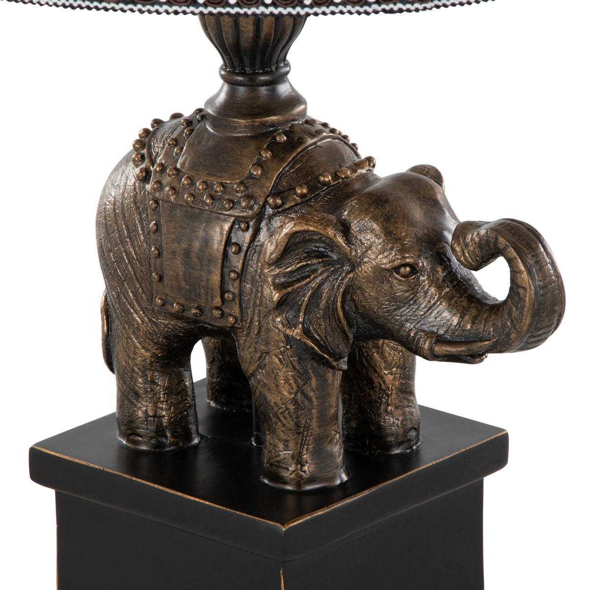 Elephant 27" Polyresin Table Lamp in Bronze Polyresin with Natural Linen Soft Back Shade by LumiSource - Set of 2 - Sonkuki