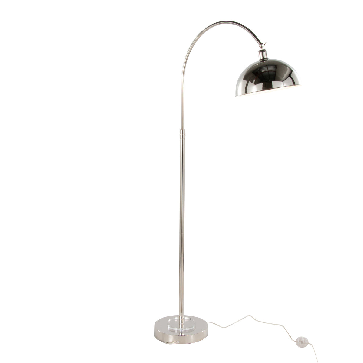 Emery 63.5" Contemporary Metal Floor Lamp in Polished Nickel and Clear K9 Crystal with White Metal Accents from Grandview Gallery by LumiSource - Sonkuki