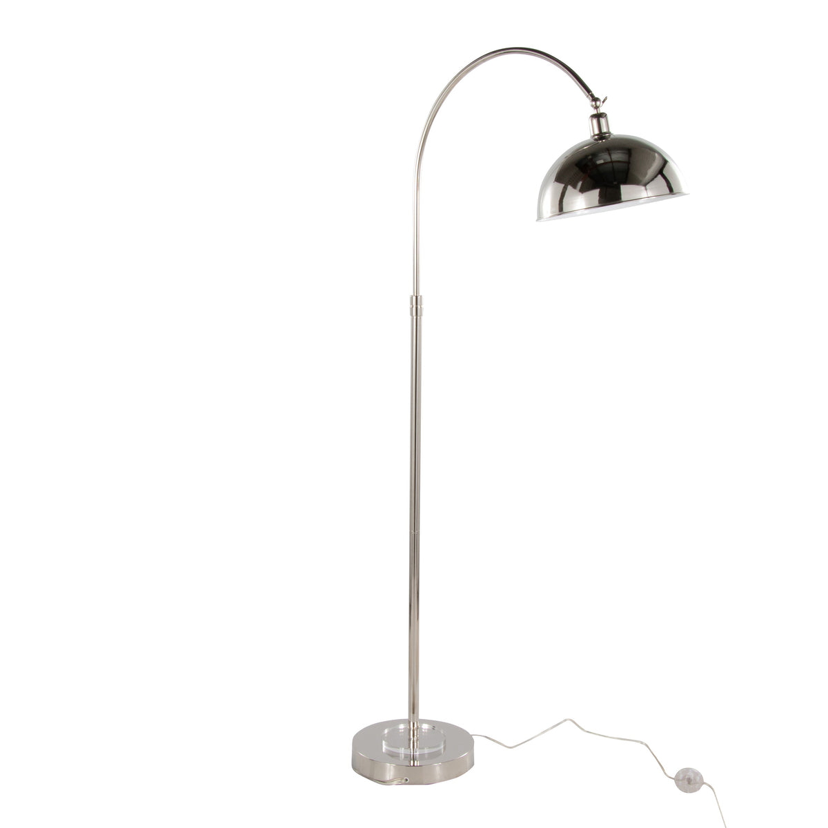 Emery 63.5" Contemporary Metal Floor Lamp in Polished Nickel and Clear K9 Crystal with White Metal Accents from Grandview Gallery by LumiSource - Sonkuki