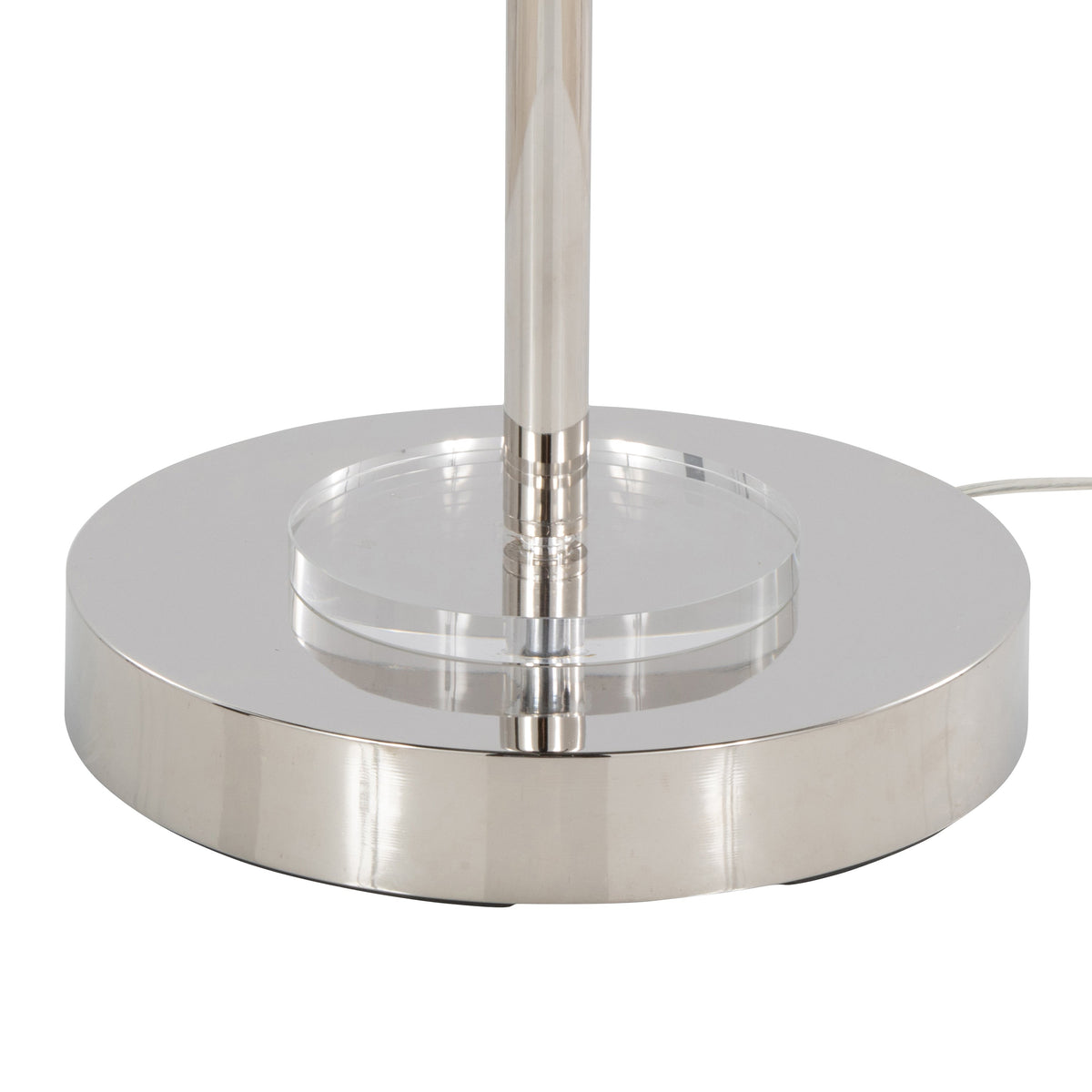 Emery 63.5" Contemporary Metal Floor Lamp in Polished Nickel and Clear K9 Crystal with White Metal Accents from Grandview Gallery by LumiSource - Sonkuki