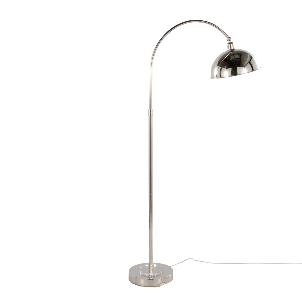 Emery 63.5" Contemporary Metal Floor Lamp in Polished Nickel and Clear K9 Crystal with White Metal Accents from Grandview Gallery by LumiSource - Sonkuki