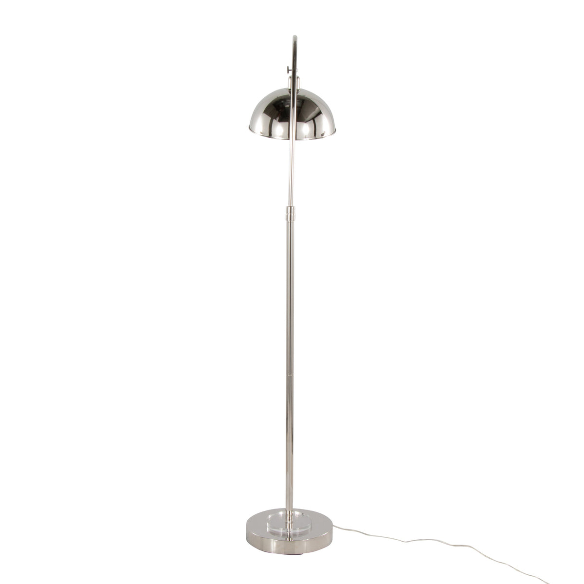 Emery 63.5" Contemporary Metal Floor Lamp in Polished Nickel and Clear K9 Crystal with White Metal Accents from Grandview Gallery by LumiSource - Sonkuki