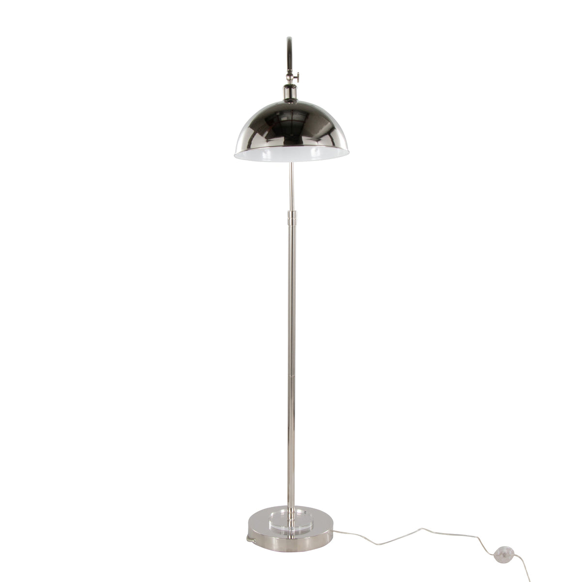 Emery 63.5" Contemporary Metal Floor Lamp in Polished Nickel and Clear K9 Crystal with White Metal Accents from Grandview Gallery by LumiSource - Sonkuki