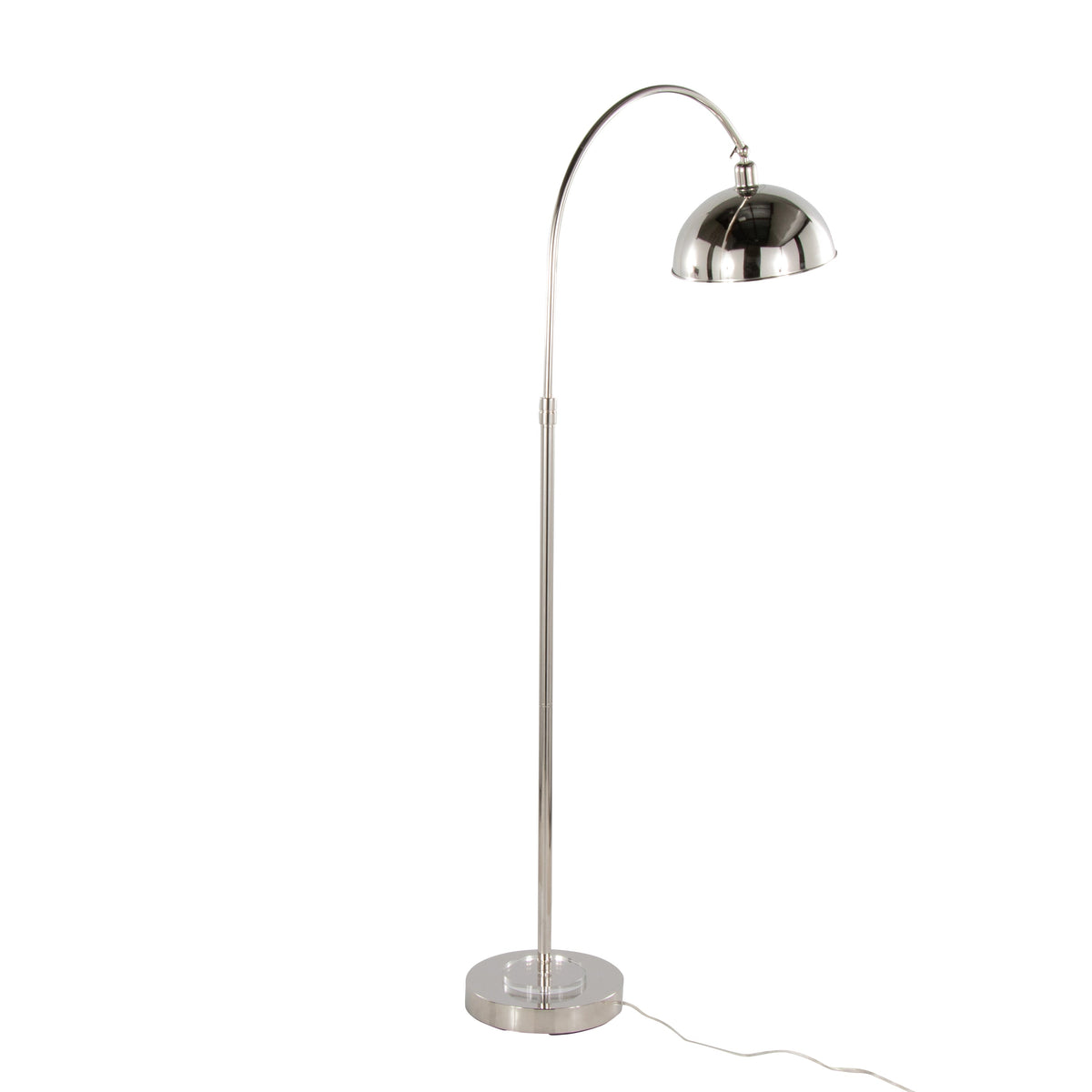 Emery 63.5" Contemporary Metal Floor Lamp in Polished Nickel and Clear K9 Crystal with White Metal Accents from Grandview Gallery by LumiSource - Sonkuki