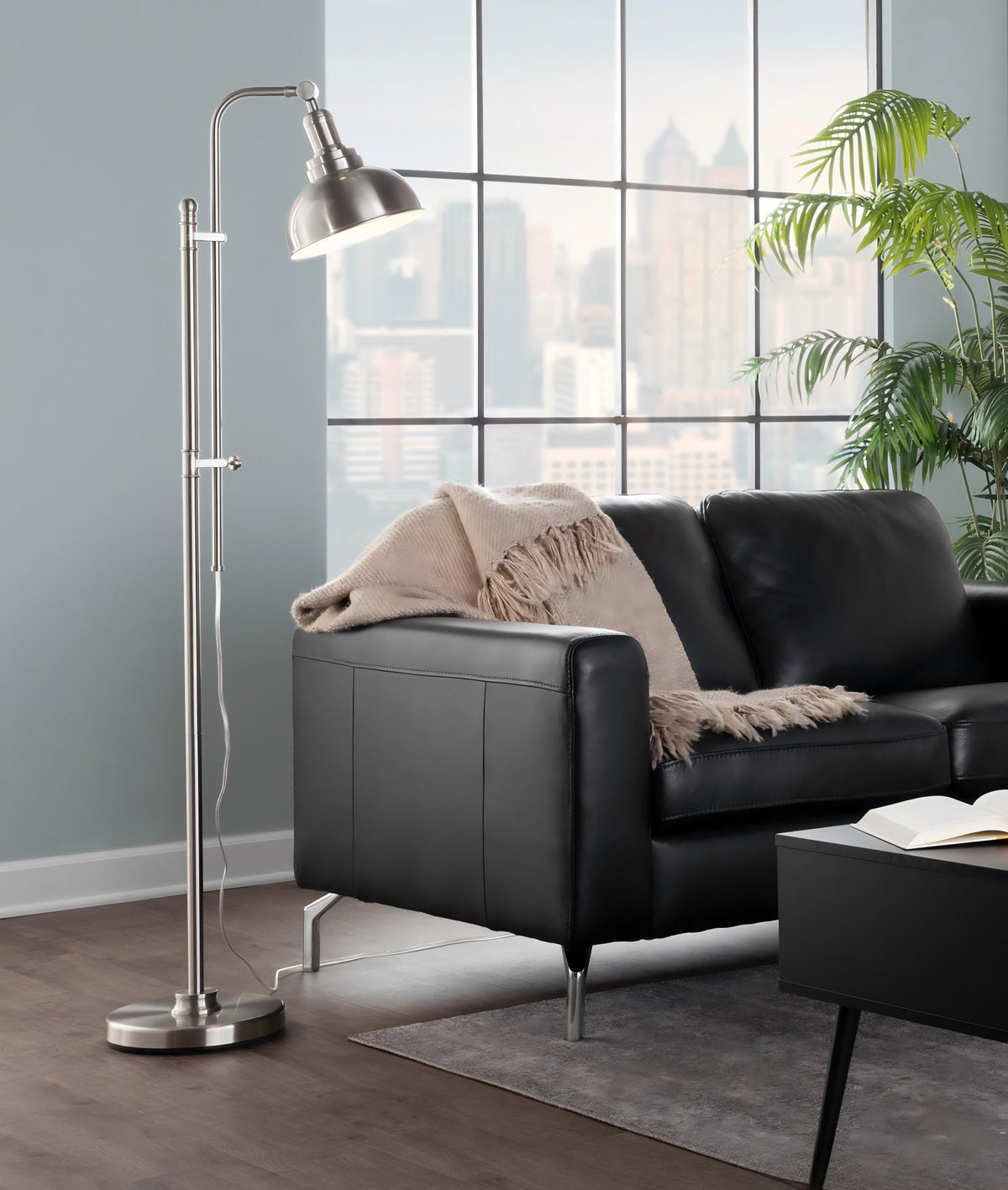 Emery Industrial Floor Lamp in Nickel by LumiSource - Sonkuki