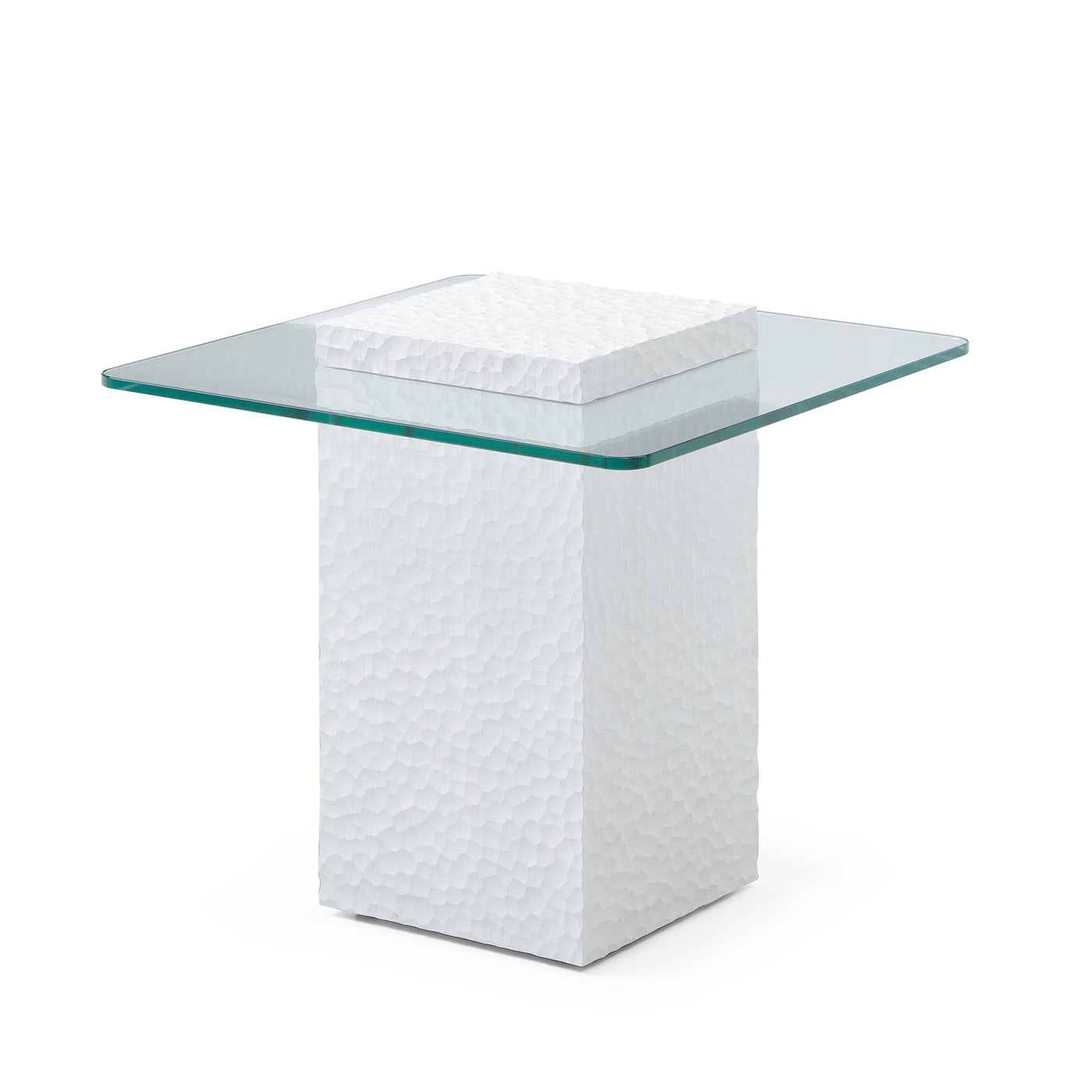 Modern White Sculpted Side Table - main product image