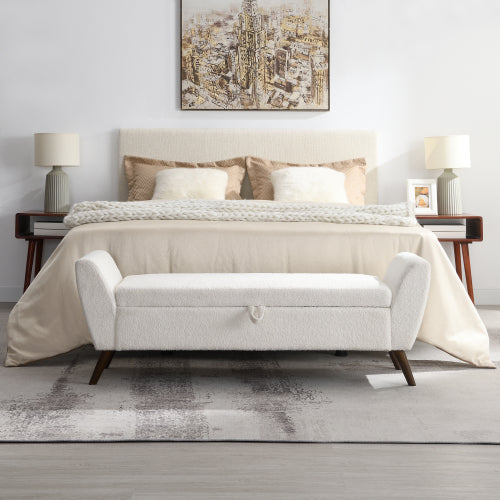 Extra-Long Teddy Fleece Bedroom Bench - main product image