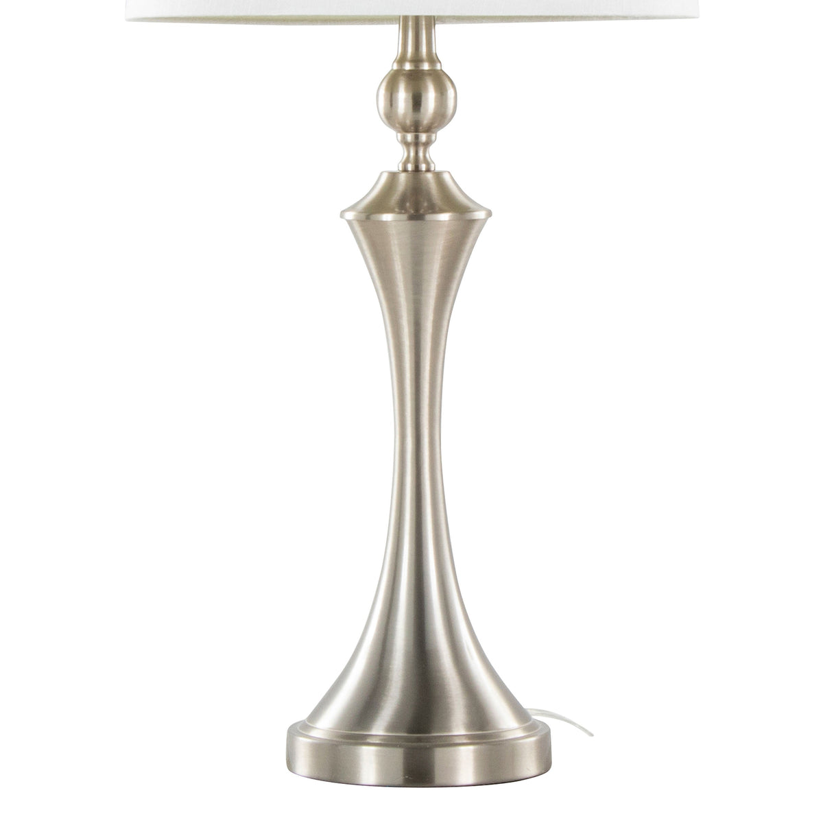 Flint 30" Contemporary Metal Table Lamp in Brushed Nickel with White Textured Slub Linen Shade and Built-In USB Port from Grandview Gallery by LumiSource - Set of 2 - Sonkuki