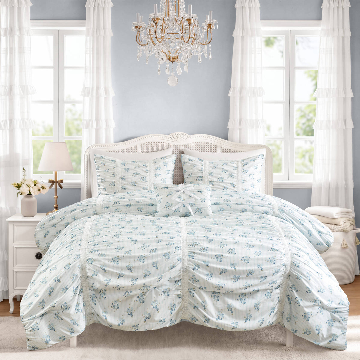 Floral Ruffle Comforter Set - Sonkuki