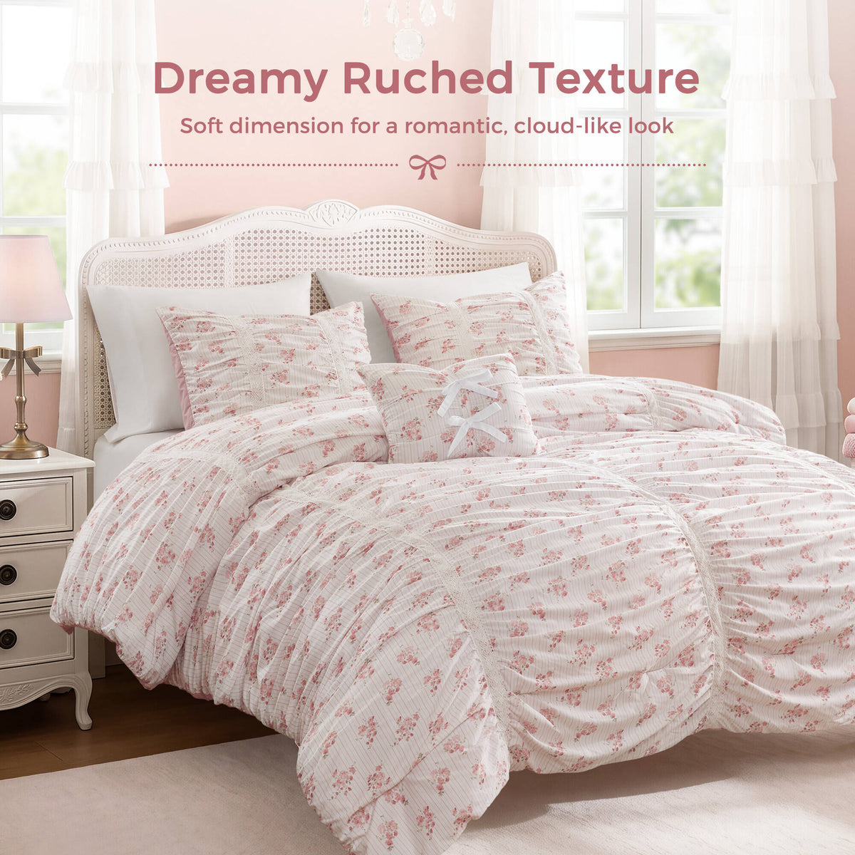 Floral Ruffle Comforter Set - Sonkuki