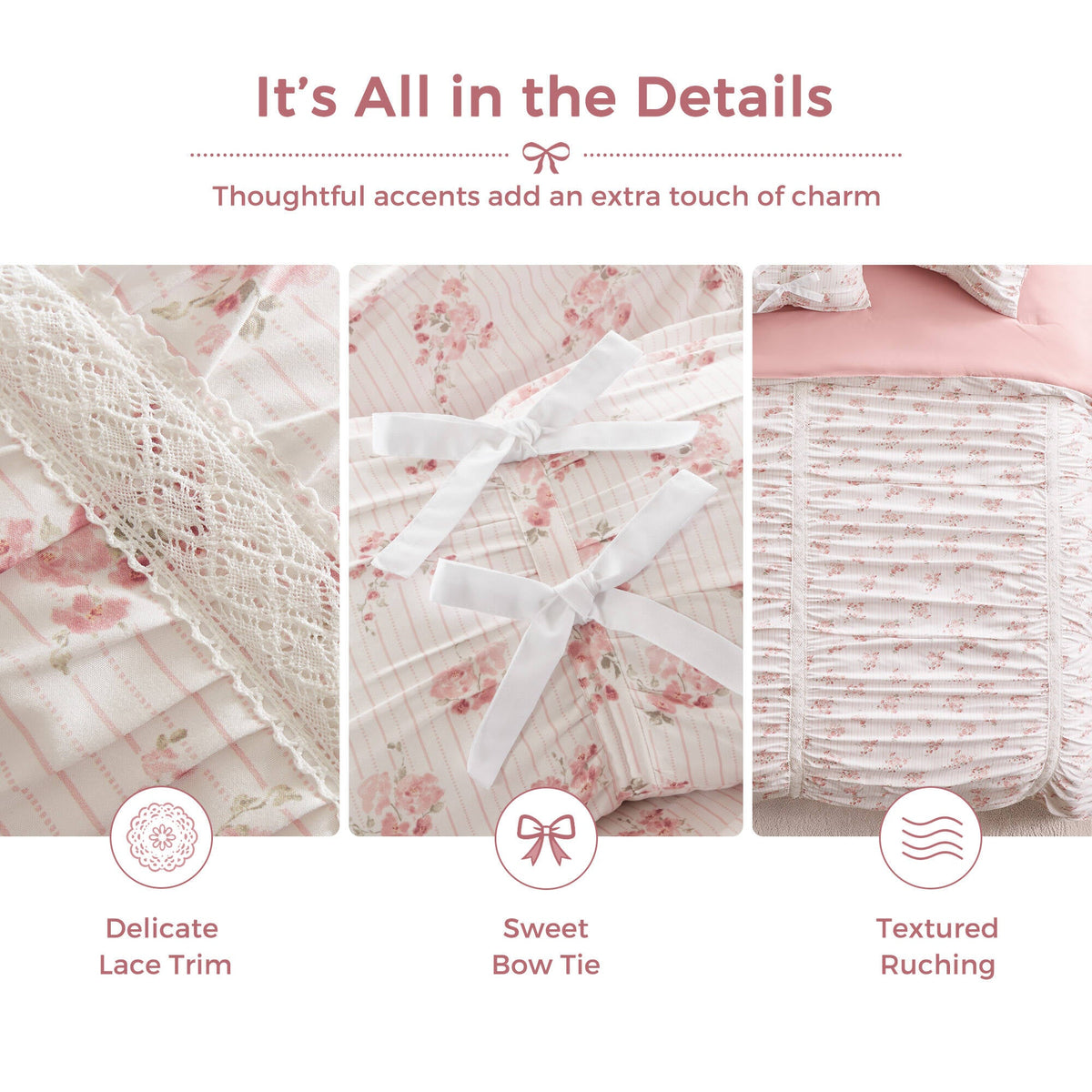 Floral Ruffle Comforter Set - Sonkuki