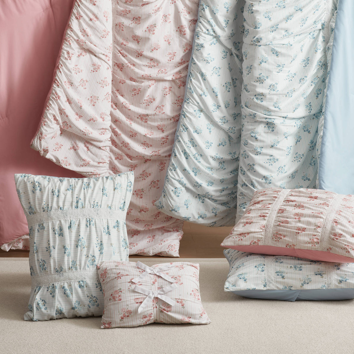 Floral Ruffle Comforter Set - Sonkuki