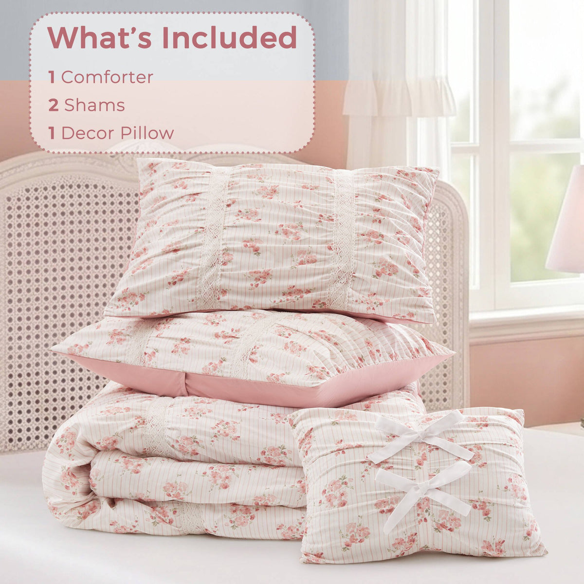 Floral Ruffle Comforter Set - Sonkuki