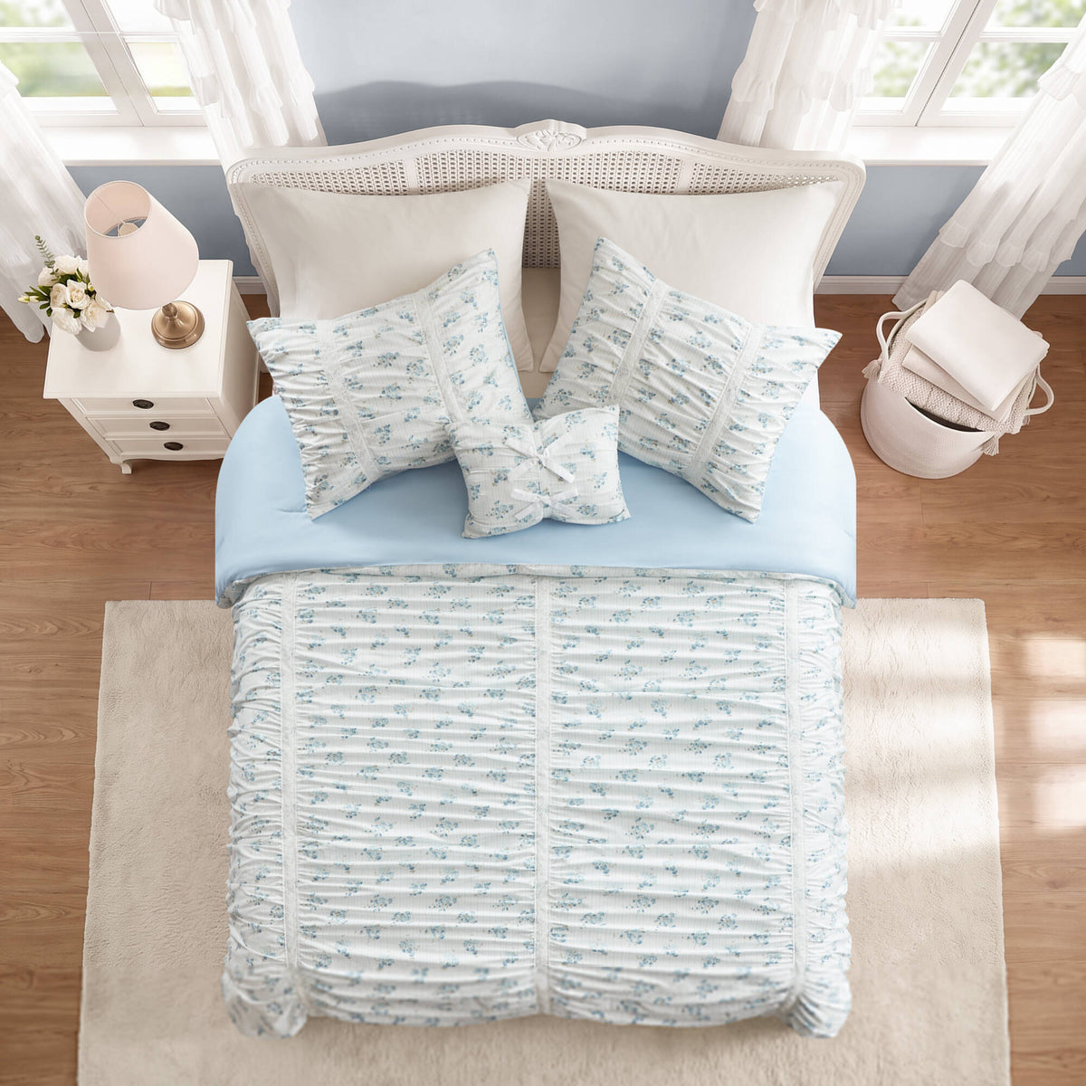 Floral Ruffle Comforter Set - Sonkuki