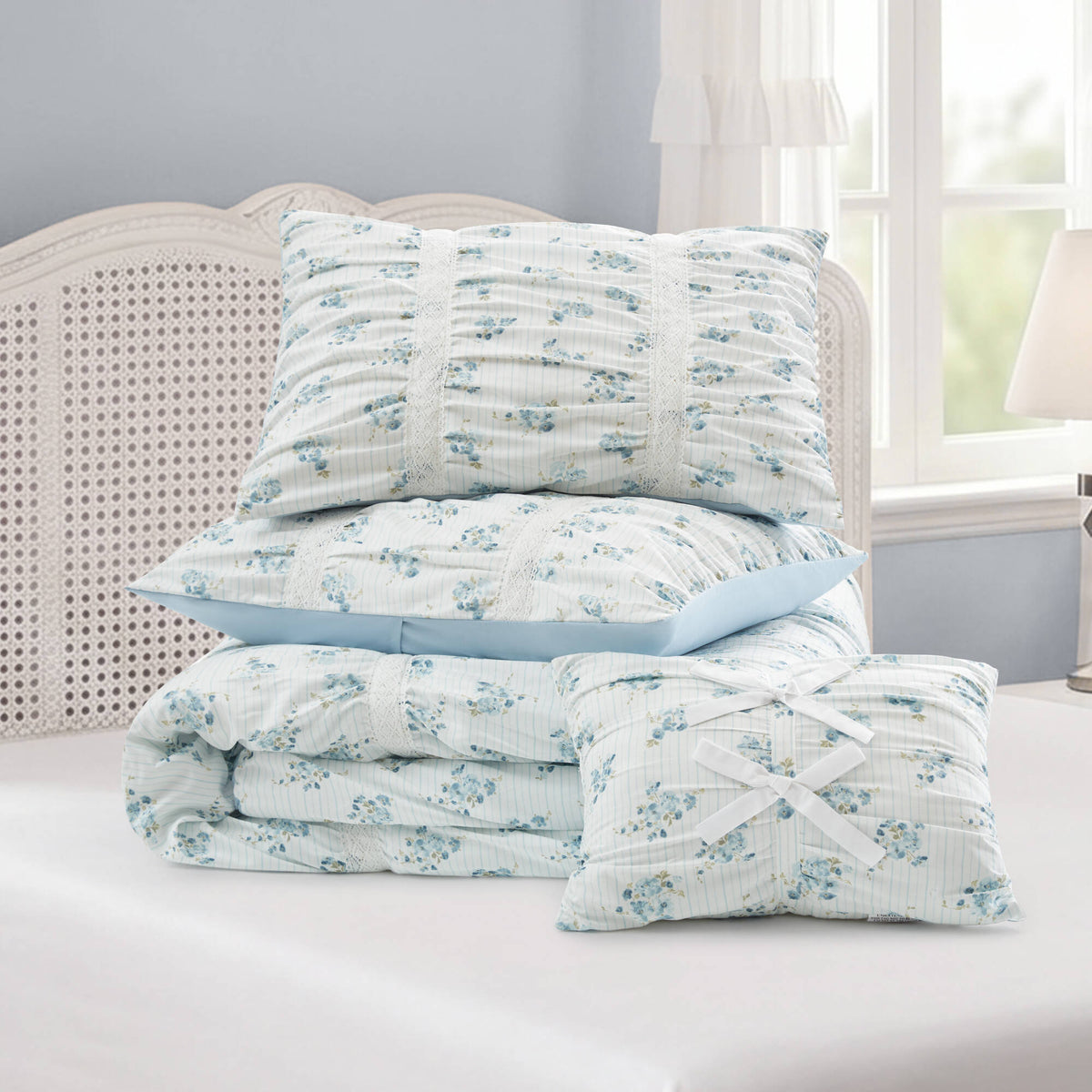 Floral Ruffle Comforter Set - Sonkuki