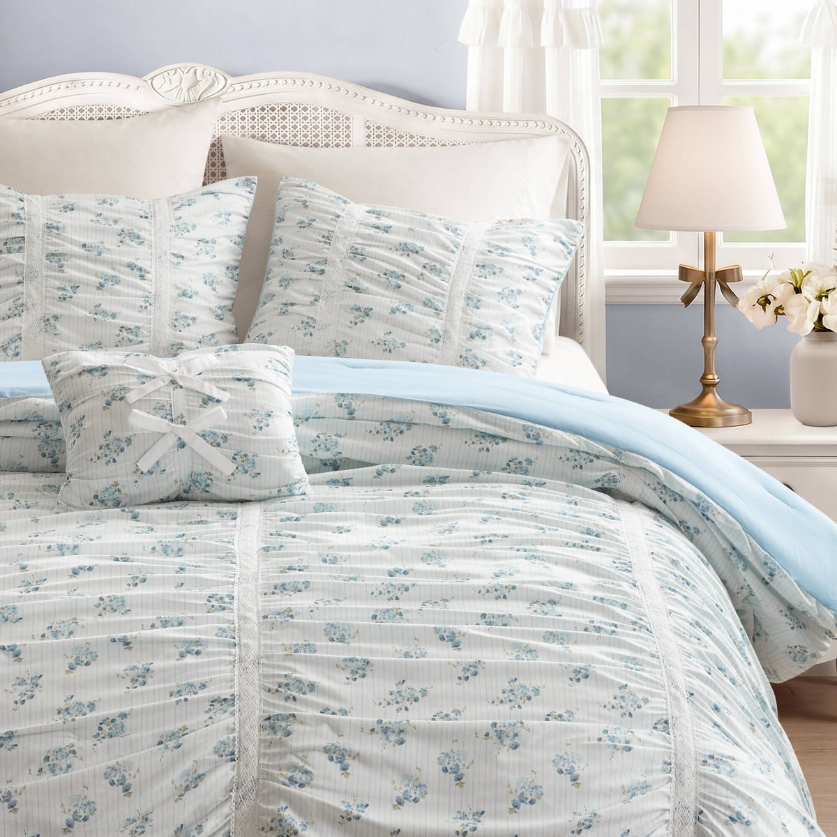 Floral Ruffle Comforter Set - Sonkuki