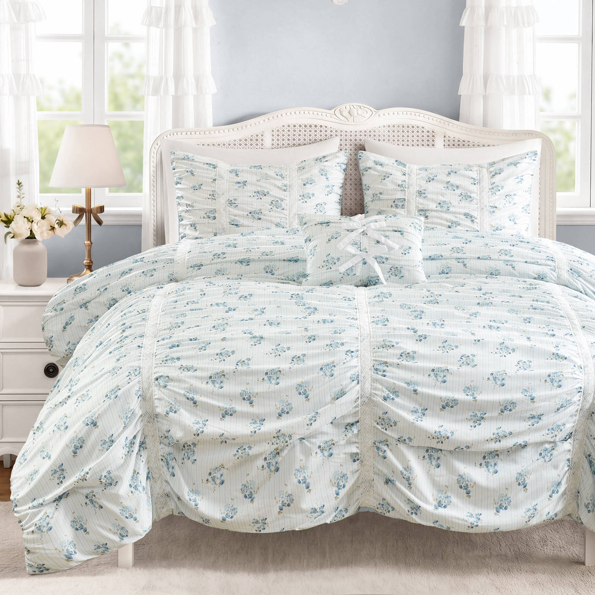 Floral Ruffle Comforter Set - Sonkuki
