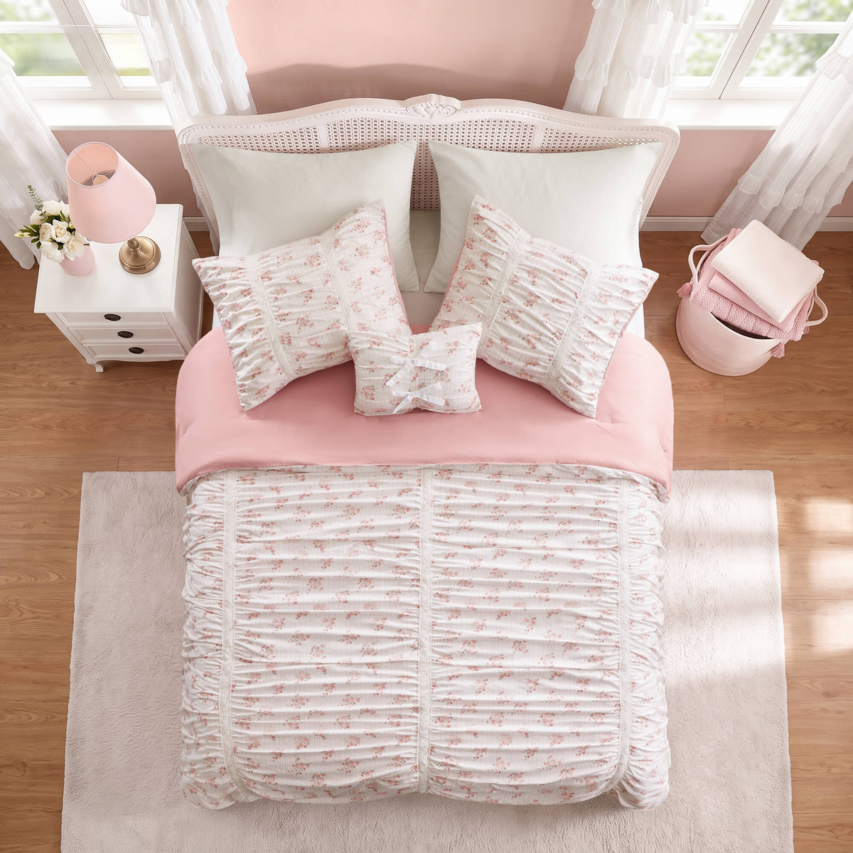 Floral Ruffle Comforter Set - Sonkuki