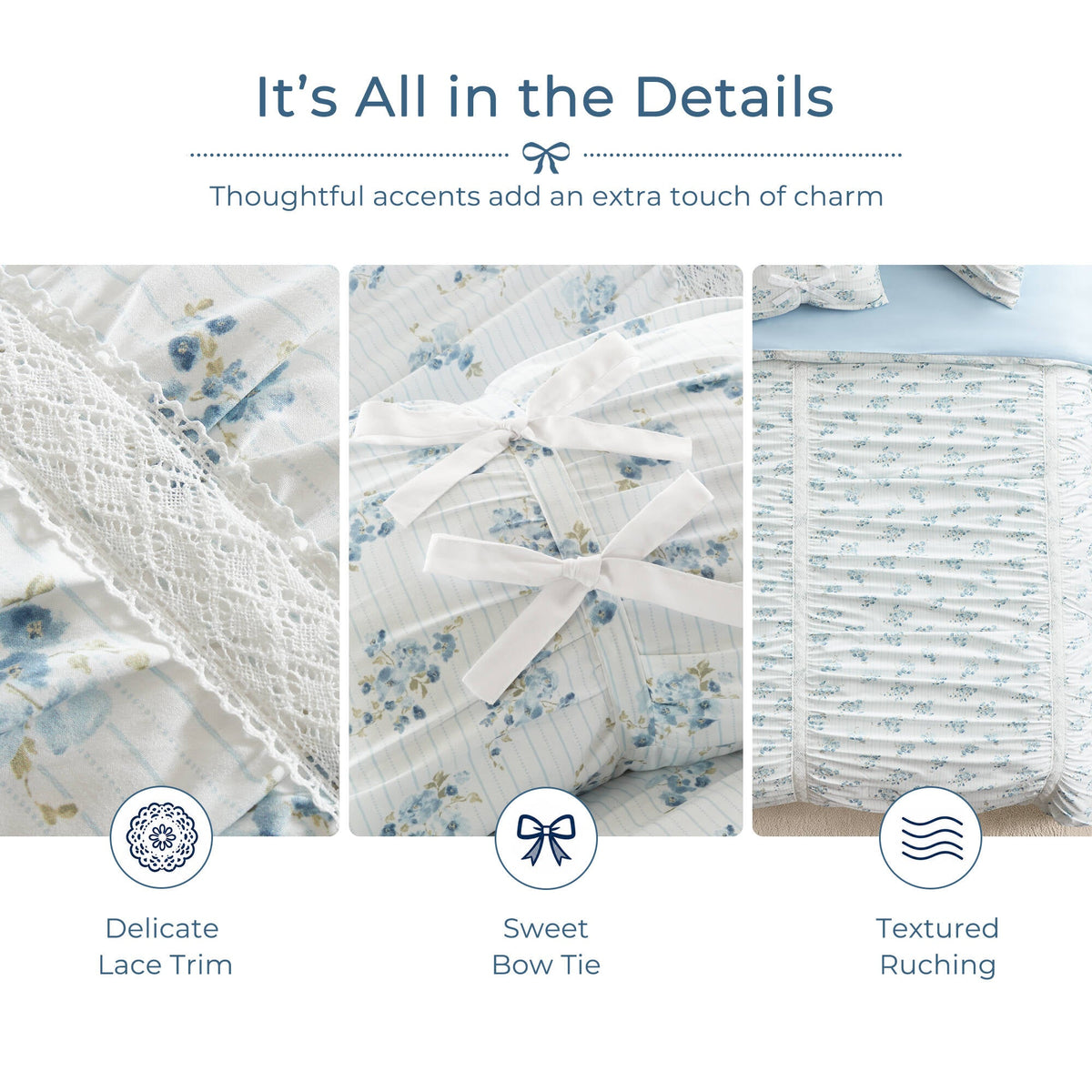 Floral Ruffle Comforter Set - Sonkuki