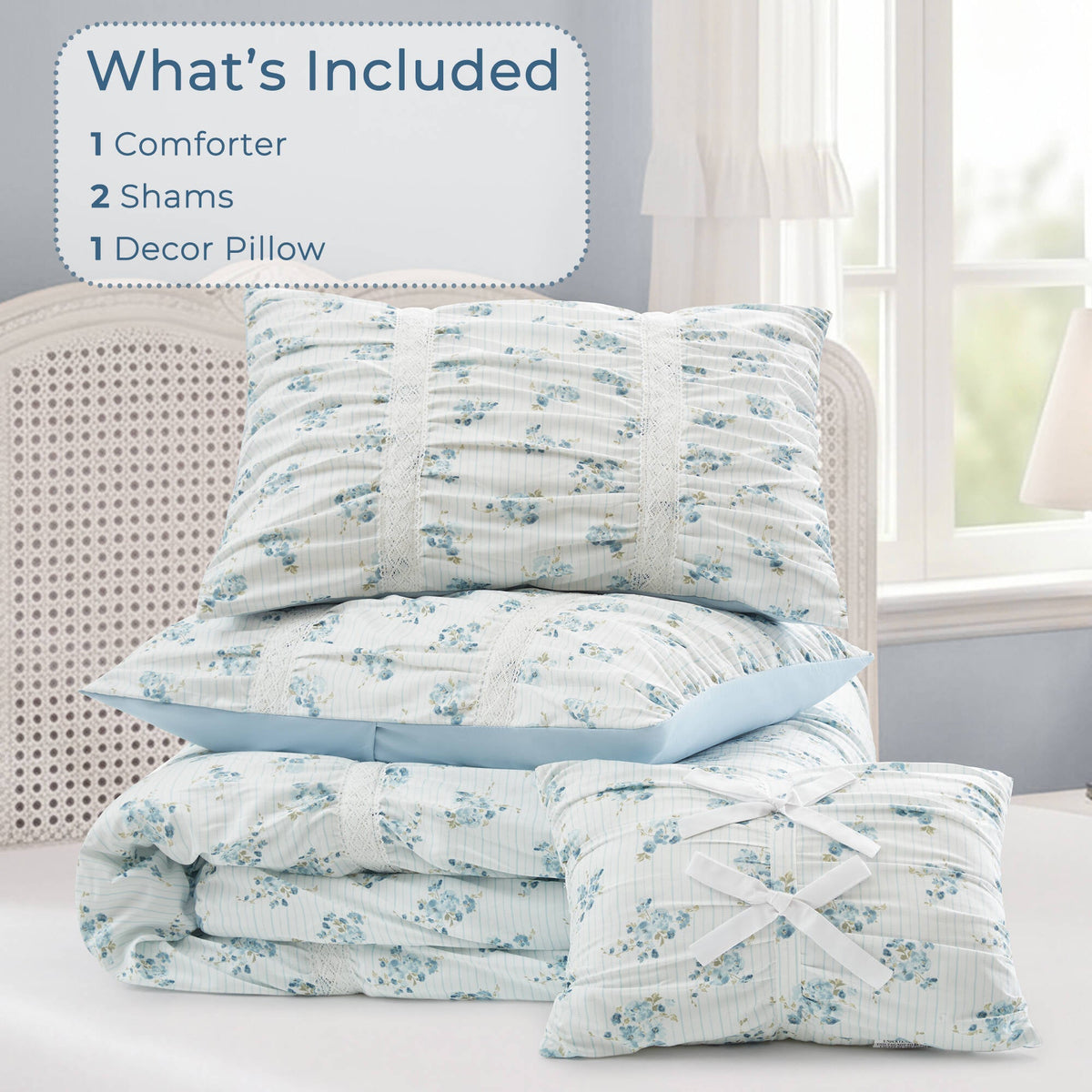 Floral Ruffle Comforter Set - Sonkuki