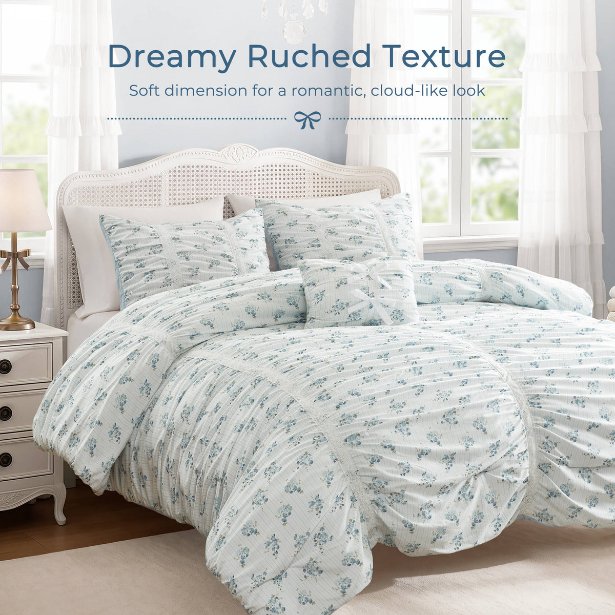 Floral Ruffle Comforter Set - Sonkuki