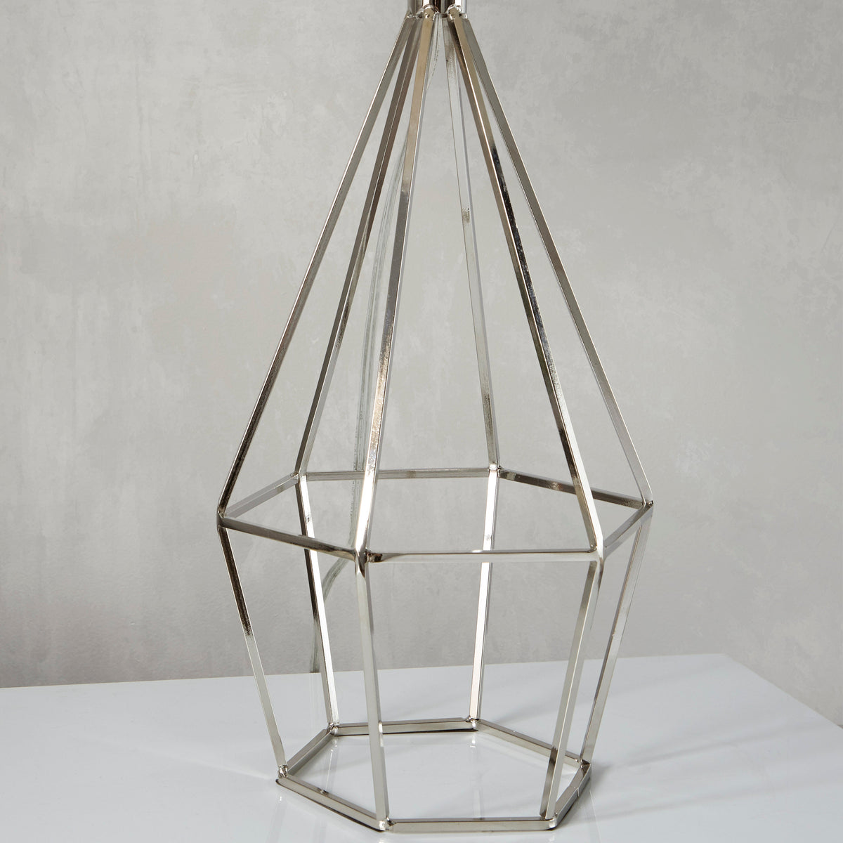 Geome 27" Contemporary Metal Table Lamp in Polished Nickel with White Linen Shade from Grandview Gallery by LumiSource - Set of 2 - Sonkuki
