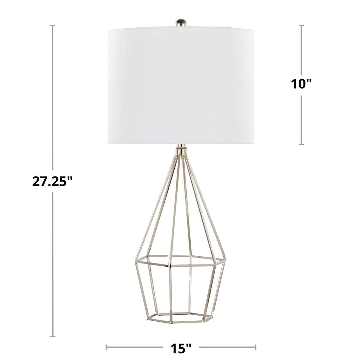 Geome 27" Contemporary Metal Table Lamp in Polished Nickel with White Linen Shade from Grandview Gallery by LumiSource - Set of 2 - Sonkuki