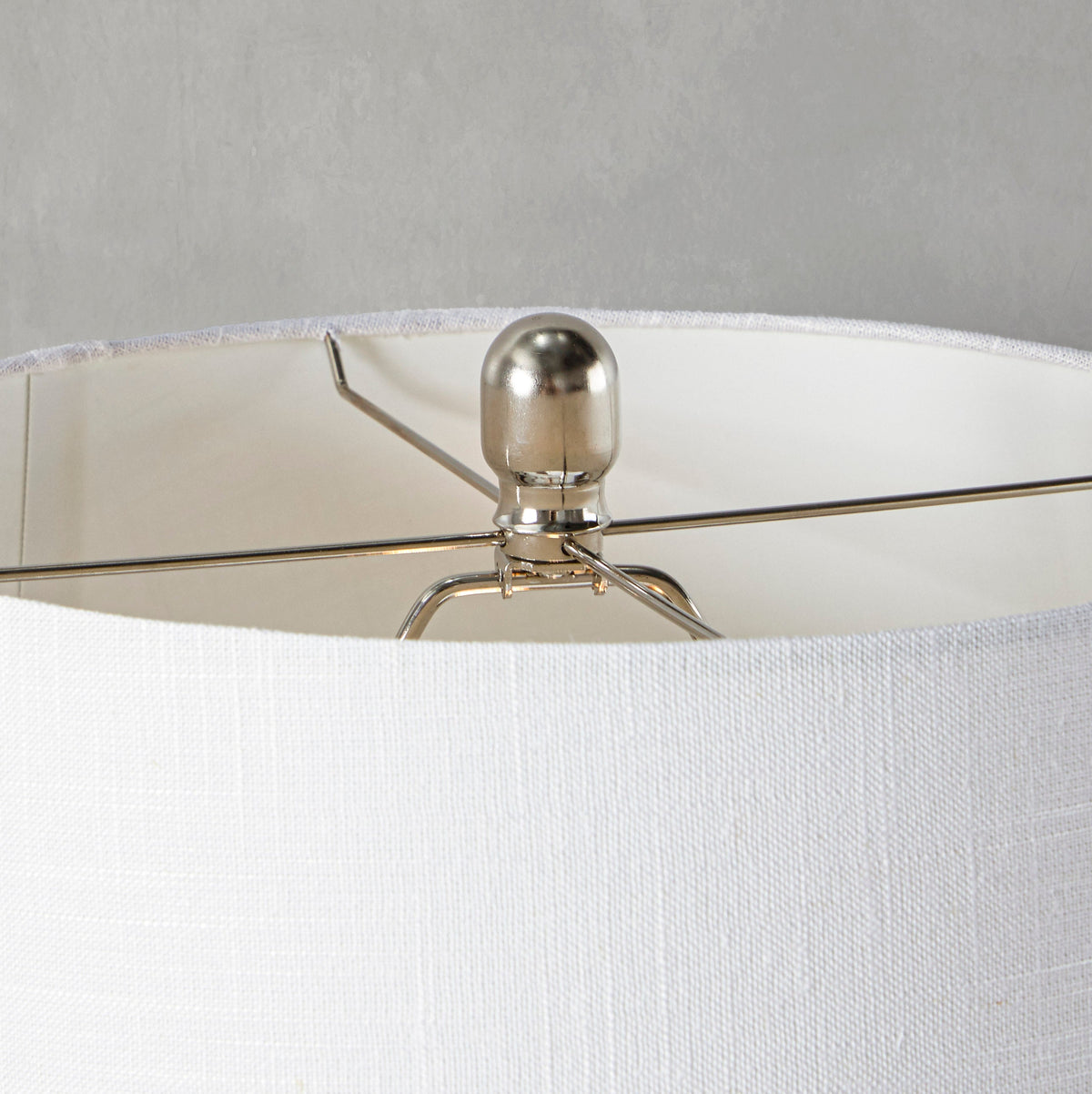 Geome 27" Contemporary Metal Table Lamp in Polished Nickel with White Linen Shade from Grandview Gallery by LumiSource - Set of 2 - Sonkuki