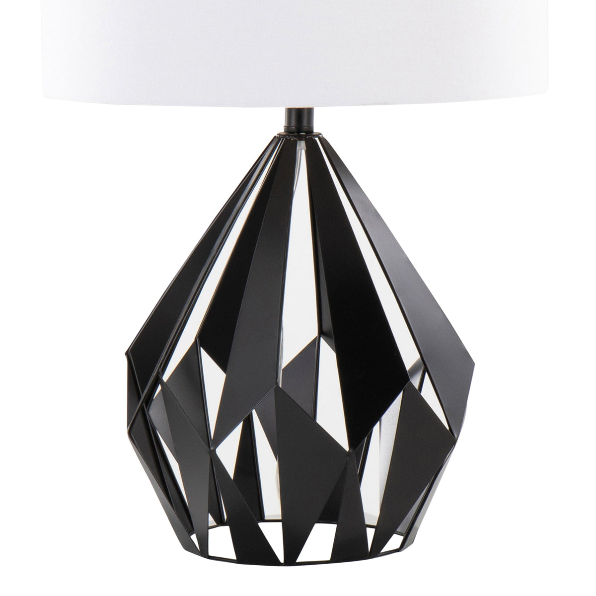 Geome Tri 28" Contemporary Metal Table Lamp in Matte Black Metal with White Linen Shade from Grandview Gallery by LumiSource - Set of 2 - Sonkuki