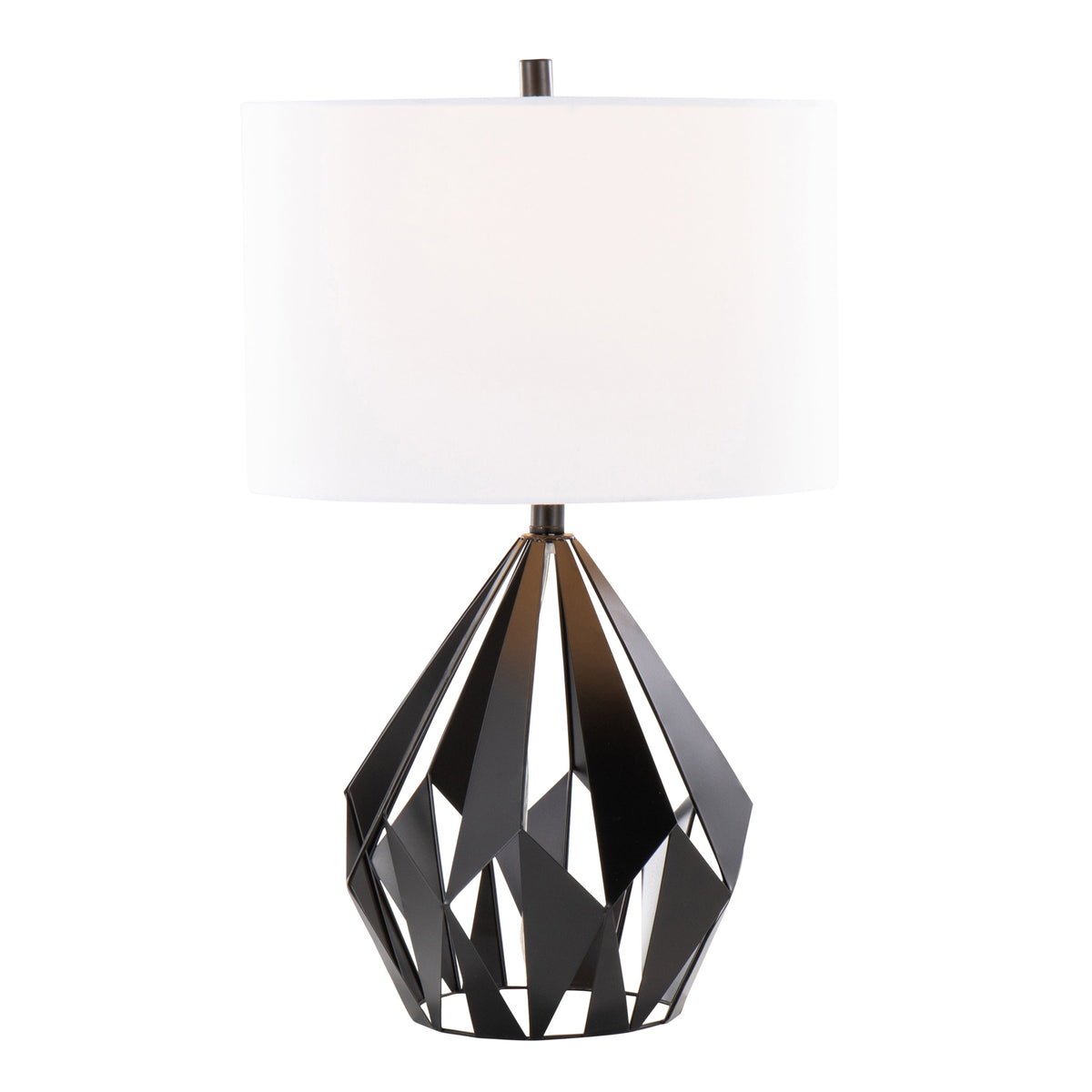 Geome Tri 28" Contemporary Metal Table Lamp in Matte Black Metal with White Linen Shade from Grandview Gallery by LumiSource - Set of 2 - Sonkuki