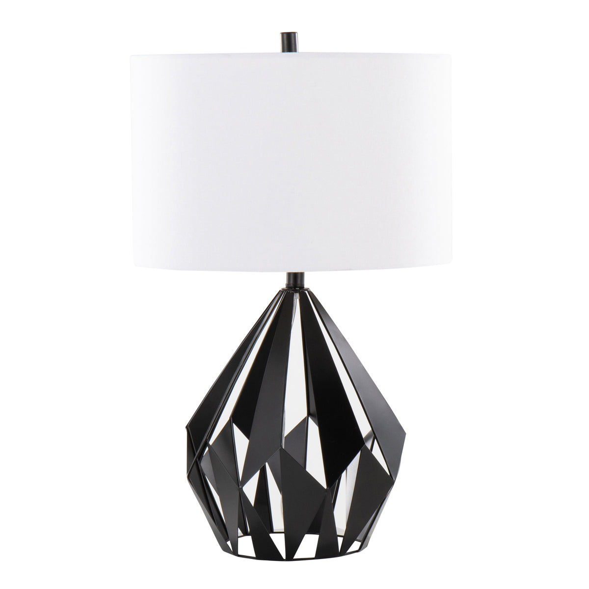 Geome Tri 28" Contemporary Metal Table Lamp in Matte Black Metal with White Linen Shade from Grandview Gallery by LumiSource - Set of 2 - Sonkuki