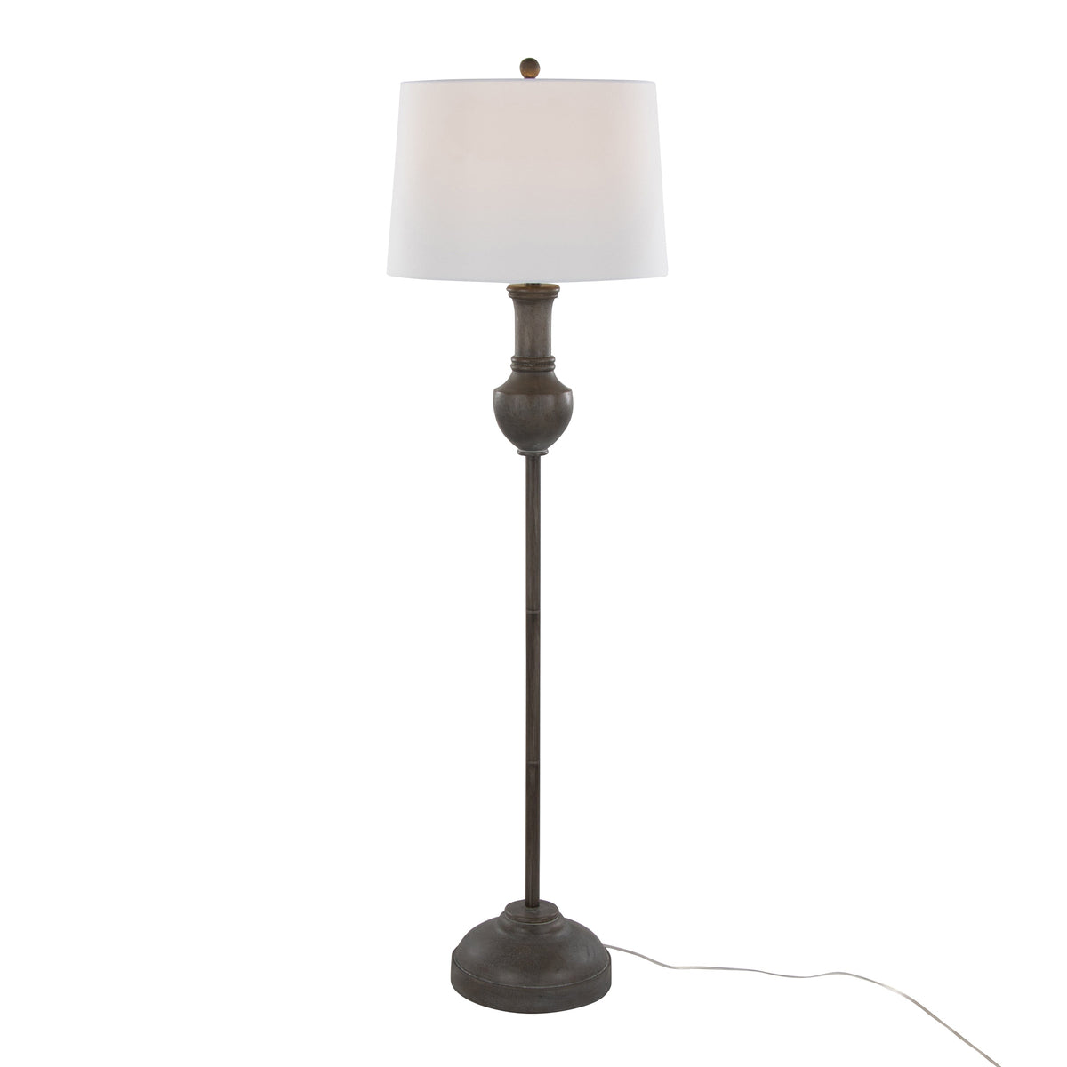 Griffin 61" Contemporary Polyresin Floor Lamp in Acid Griffin Wood Finish and White Linen Shade from Grandview Gallery by LumiSource - Sonkuki