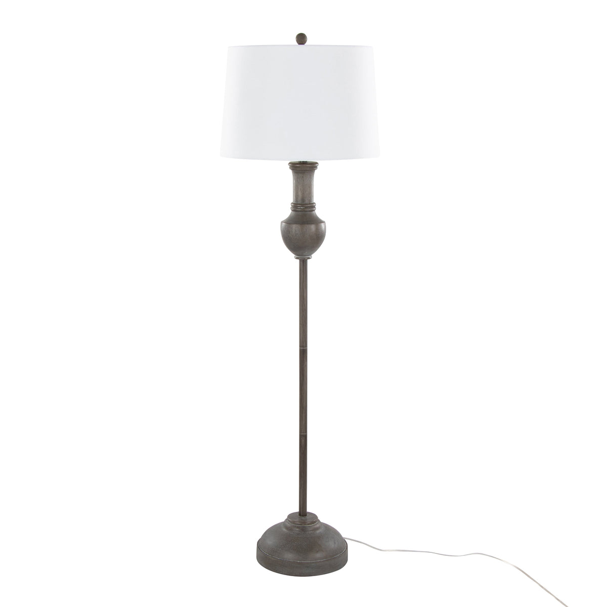 Griffin 61" Contemporary Polyresin Floor Lamp in Acid Griffin Wood Finish and White Linen Shade from Grandview Gallery by LumiSource - Sonkuki