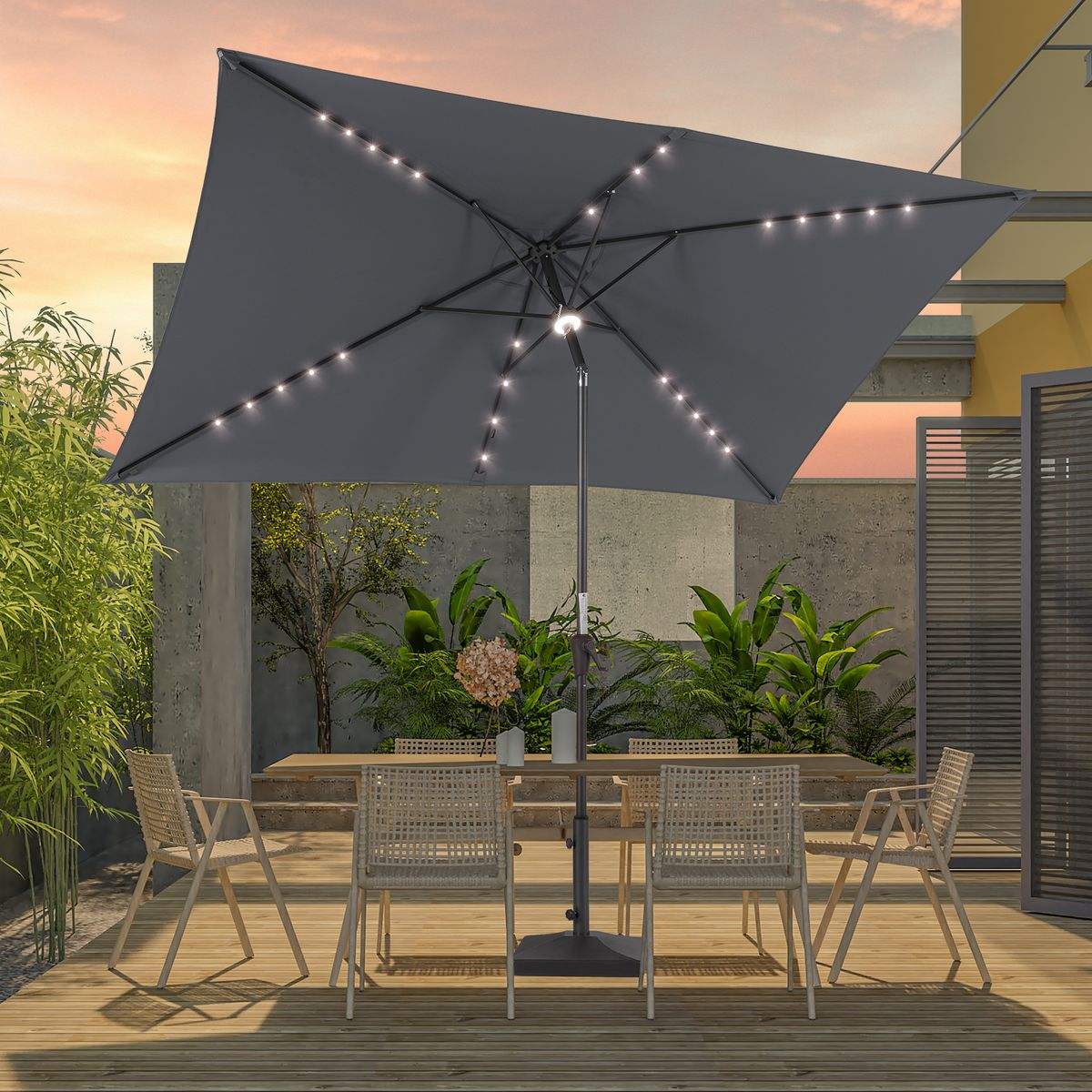 SONKUKI CFS 10x6.5ft LED Market Umbrella.