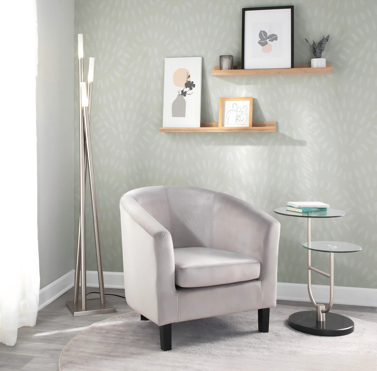 Icicle Contemporary Floor Lamp in Brushed Nickel by LumiSource - Sonkuki