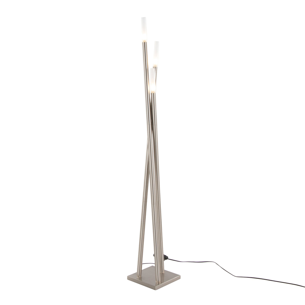Icicle Contemporary Floor Lamp in Brushed Nickel by LumiSource - Sonkuki