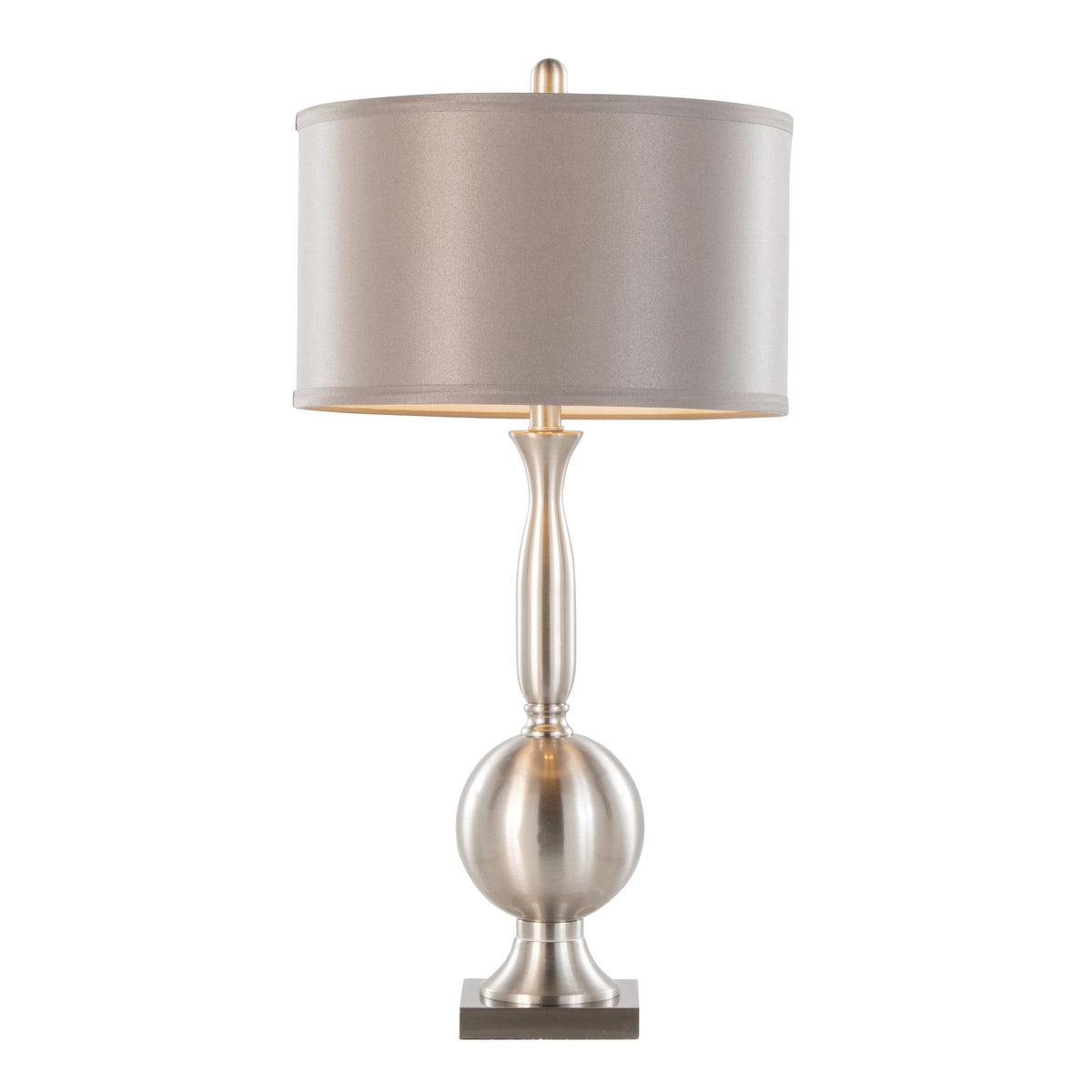 Joan 30" Contemporary Metal Table Lamp in Brushed Nickel with Grey Satin Shade from Grandview Gallery by LumiSource - Set of 2 - Sonkuki
