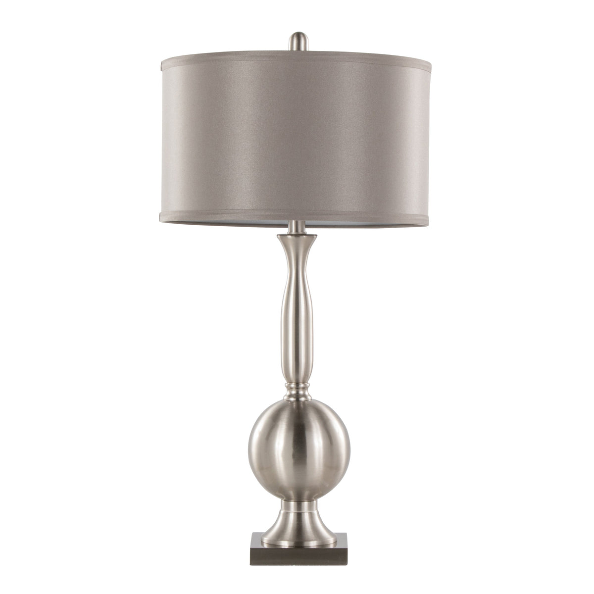 Joan 30" Contemporary Metal Table Lamp in Brushed Nickel with Grey Satin Shade from Grandview Gallery by LumiSource - Set of 2 - Sonkuki