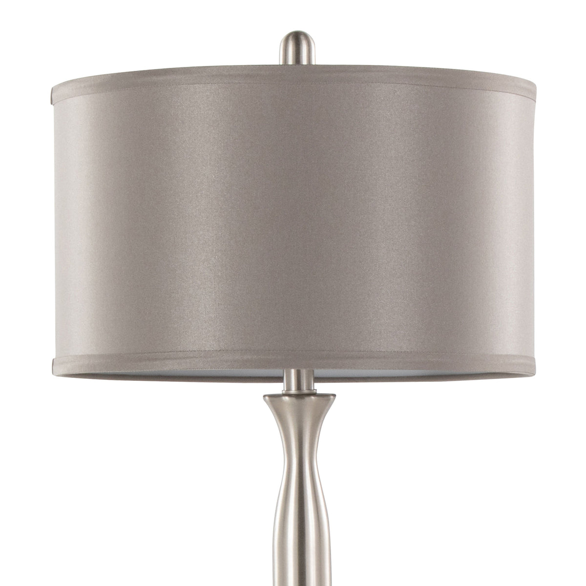 Joan 30" Contemporary Metal Table Lamp in Brushed Nickel with Grey Satin Shade from Grandview Gallery by LumiSource - Set of 2 - Sonkuki