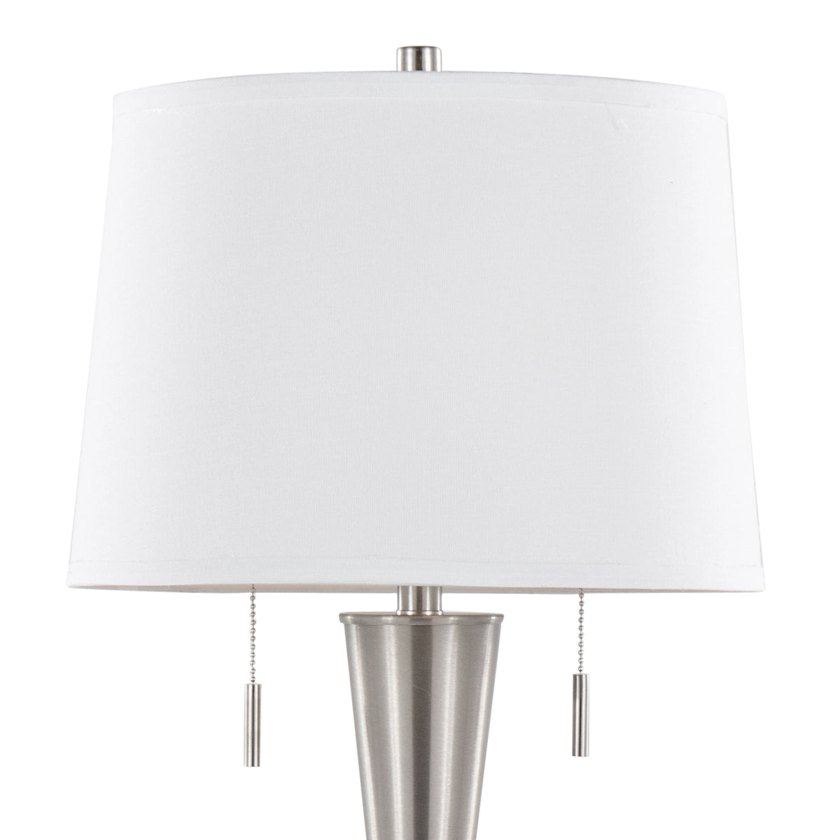 Jules 30" Contemporary Metal Table Lamp in Brushed Nickel with White Linen Shade and Built-In USB Port from Grandview Gallery by LumiSource - Set of 2 - Sonkuki