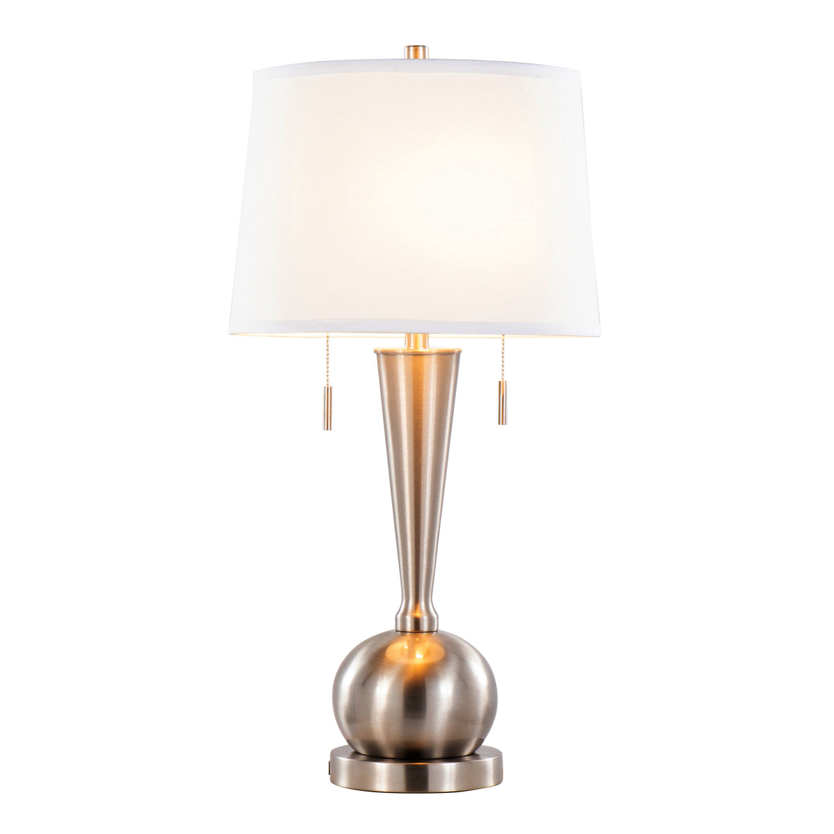 Jules 30" Contemporary Metal Table Lamp in Brushed Nickel with White Linen Shade and Built-In USB Port from Grandview Gallery by LumiSource - Set of 2 - Sonkuki