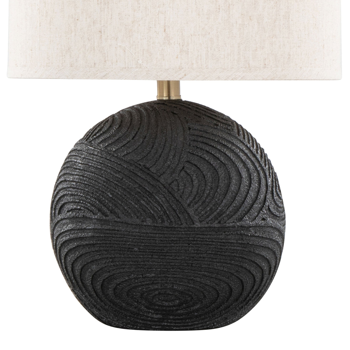 Kona 23" Contemporary Polyresin Table Lamp in Matte Black Polyresin, Modern Brass and Natural Linen Shade from Grandview Gallery by LumiSource - Set of 2 - Sonkuki