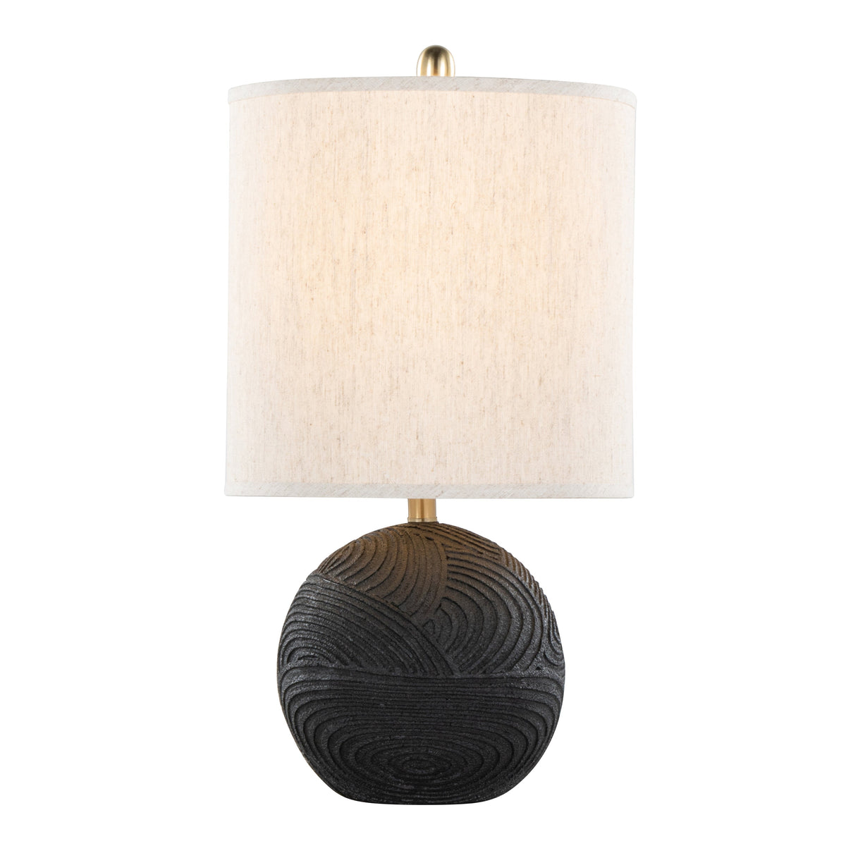 Kona 23" Contemporary Polyresin Table Lamp in Matte Black Polyresin, Modern Brass and Natural Linen Shade from Grandview Gallery by LumiSource - Set of 2 - Sonkuki