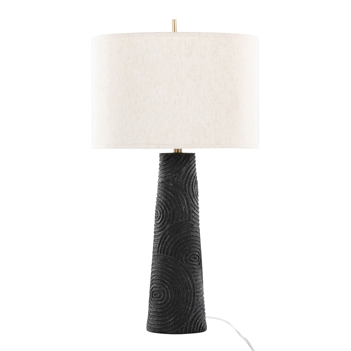 Kona 31" Contemporary Polyresin Table Lamp in Matte Black Polyresin, Modern Brass and Natural Linen Shade from Grandview Gallery by LumiSource - Set of 2 - Sonkuki