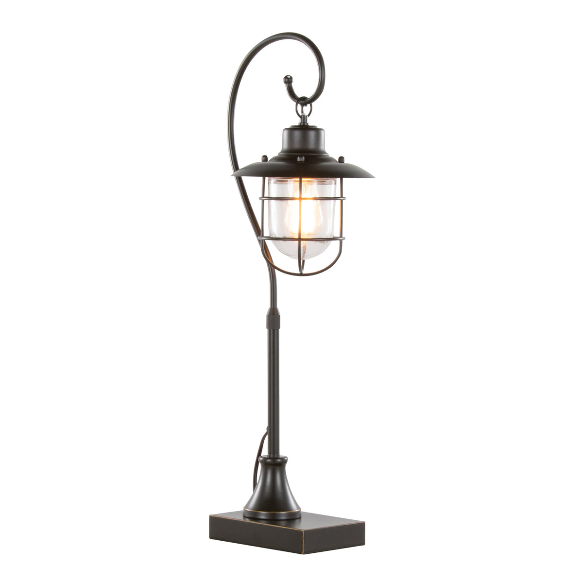Landen 33" Contemporary Metal Task Lamp in Oil Rubbed Bronze with Clear Glass Shade from Grandview Gallery by LumiSource - Set of 2 - Sonkuki