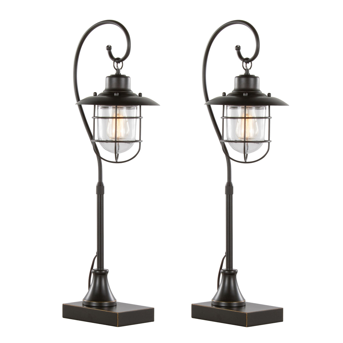 Landen 33" Contemporary Metal Task Lamp in Oil Rubbed Bronze with Clear Glass Shade from Grandview Gallery by LumiSource - Set of 2 - Sonkuki