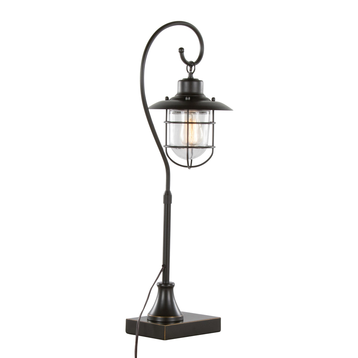 Landen 33" Contemporary Metal Task Lamp in Oil Rubbed Bronze with Clear Glass Shade from Grandview Gallery by LumiSource - Set of 2 - Sonkuki