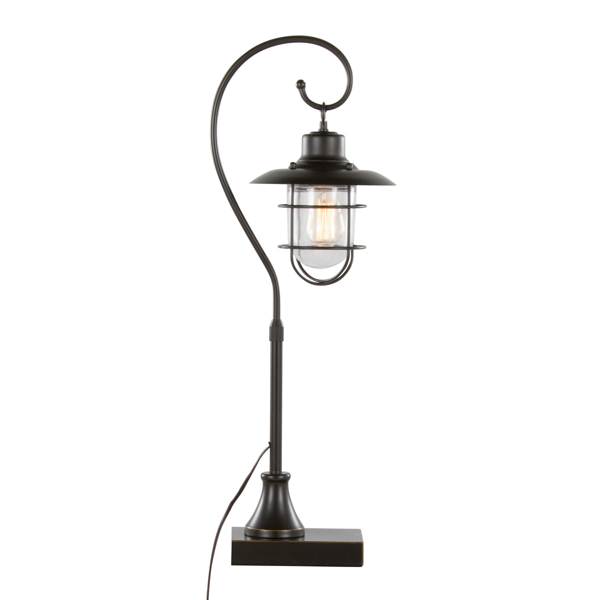 Landen 33" Contemporary Metal Task Lamp in Oil Rubbed Bronze with Clear Glass Shade from Grandview Gallery by LumiSource - Set of 2 - Sonkuki