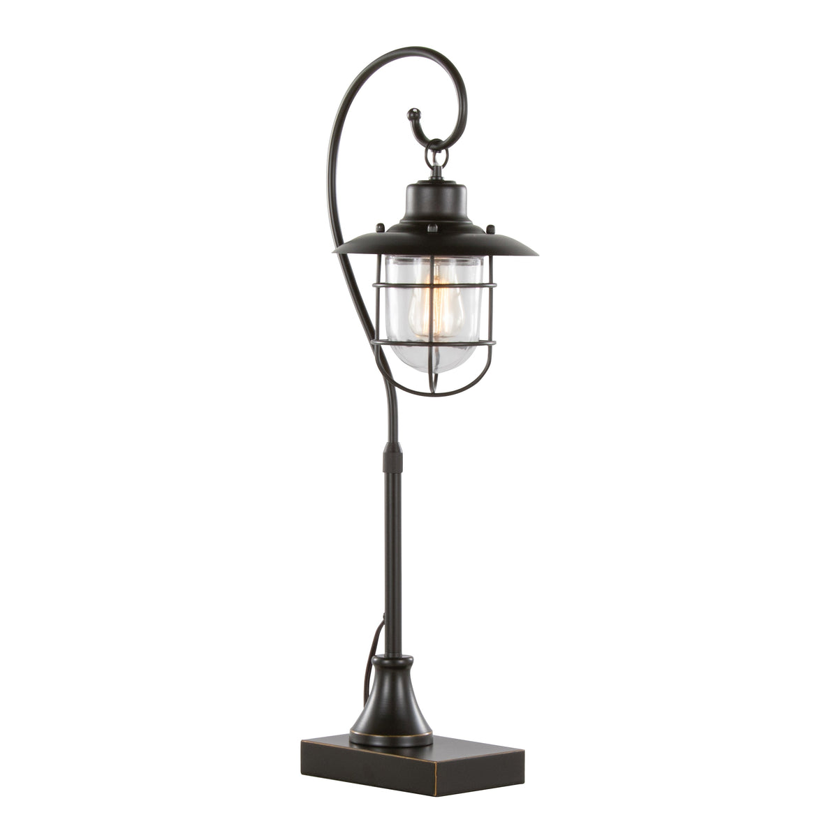 Landen 33" Contemporary Metal Task Lamp in Oil Rubbed Bronze with Clear Glass Shade from Grandview Gallery by LumiSource - Set of 2 - Sonkuki
