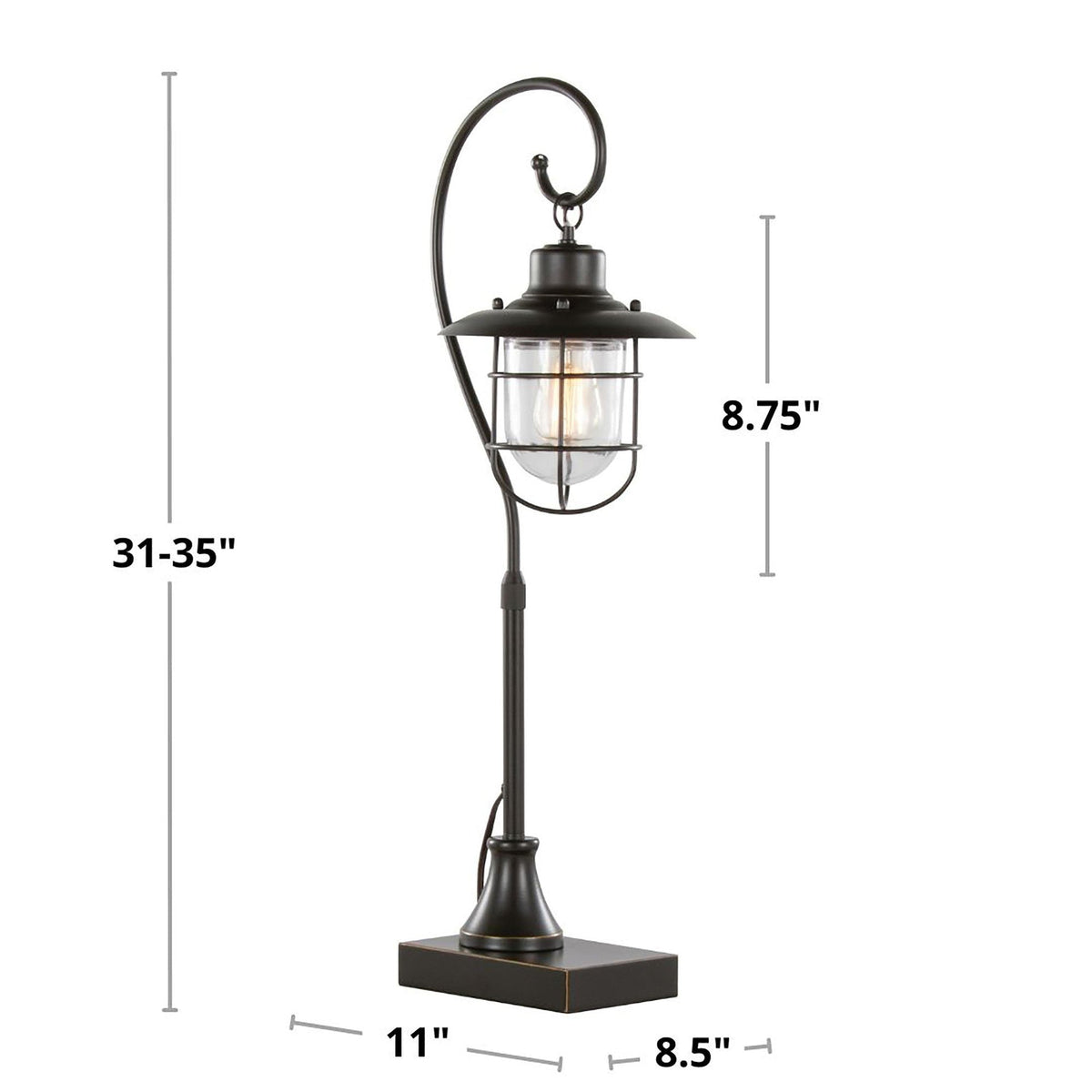Landen 33" Contemporary Metal Task Lamp in Oil Rubbed Bronze with Clear Glass Shade from Grandview Gallery by LumiSource - Set of 2 - Sonkuki